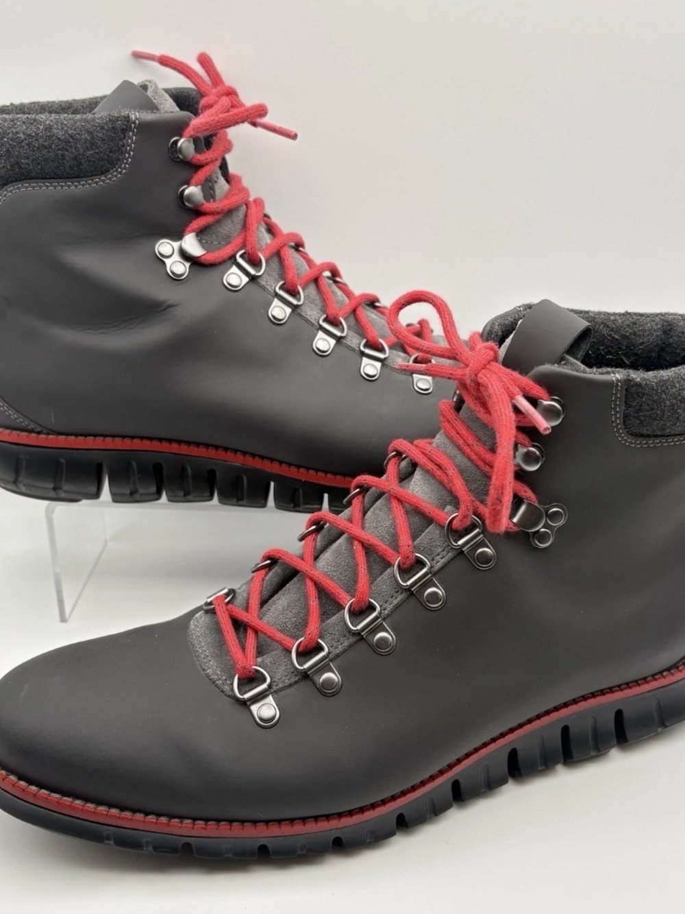 Cole Haan Men's Gray Hiking Boots with Red Laces